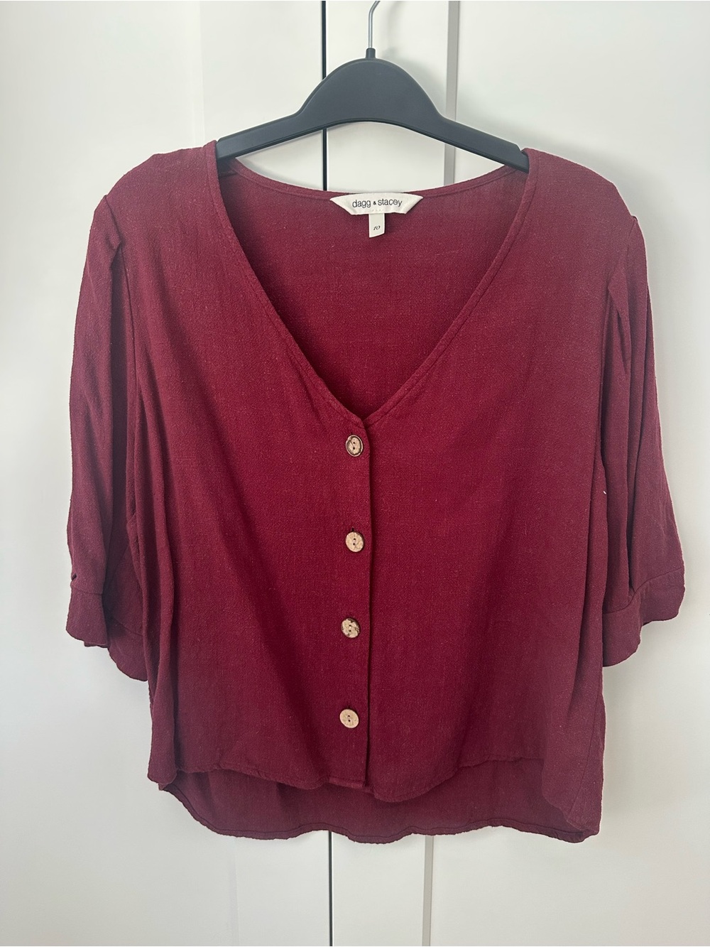 Dagg & Stacey Slow Fashion Button-Front V-Neck Blouse